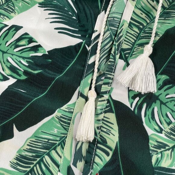 Rachel Zoe Duster Hawaiian Palm Print Kimono Tassel Tie Open Front Swim Cover Up - Picture 3 of 15